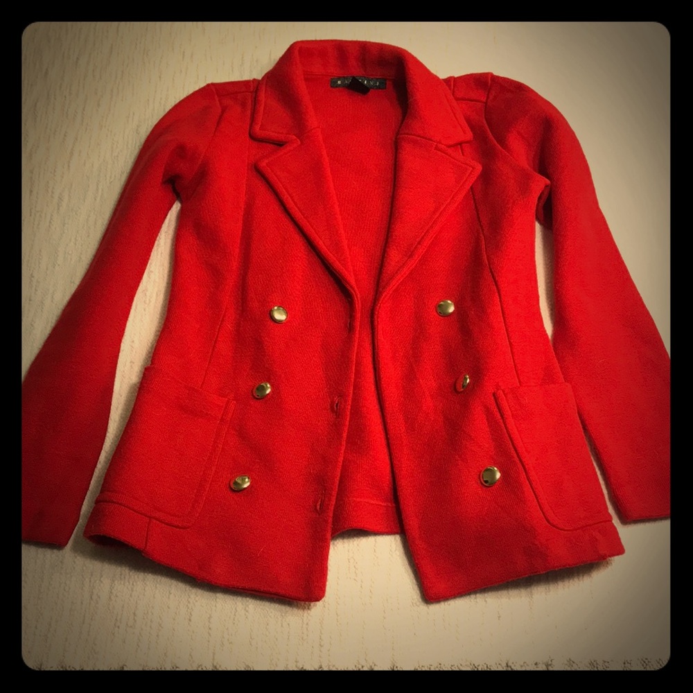 Elegant Scarlet Double-Breasted Blazer